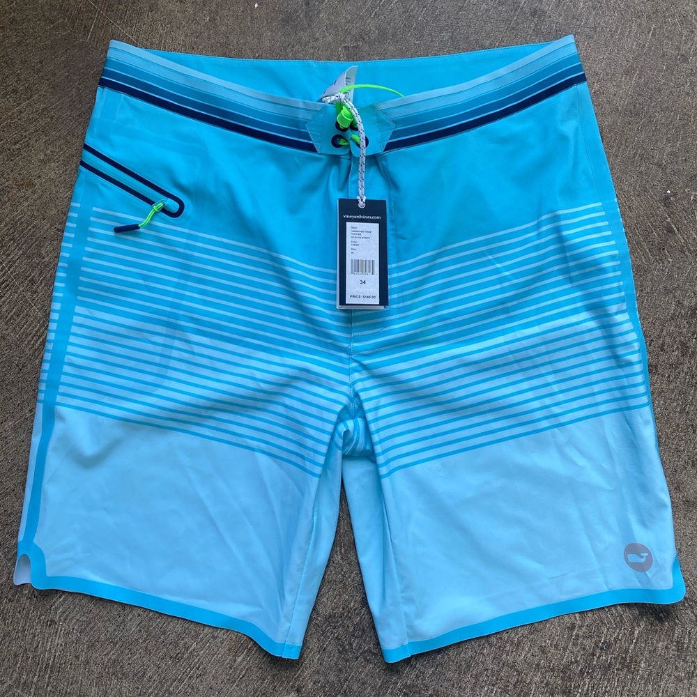 Vineyard Vines Men’s Blue & Lime Green Swimtrunks